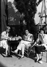 Doris Day 1950's pose on set dining with John Raitt & wife 5x7 press photo