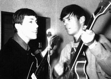 Neil Young rare 1965 pose rehearsing in recording studio 5x7 inch photograph