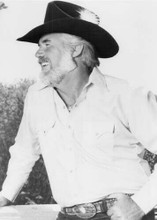Kenny Rogers smiling portrait in profile wearing western shirt & hat 5x7 photo