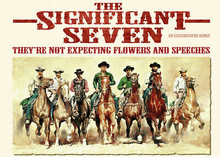 The Magnificent Seven 1960 classic line-up poster artwork riding 5x7 inch photo