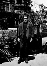 The Munsters Fred Gwynne as Herman outside Munster house with car 5x7 photograph
