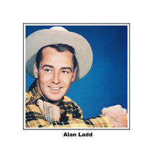 Alan Ladd in western wear 8x10 portrait with white border & name underneath
