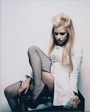 Avril Lavigne sexy 8x10 publicity portrait in black stockings leg raised