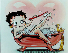 Betty Boop vintage 1980's 8x10 photo washing herself in bath tub