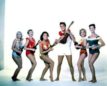 Blue Hawaii 1961 Elvis Presley studio pose with ukelele and girls 8x10 photo