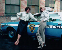 Cagney and Lacey 1980's TV series Sharon Gless Tyne Daly pose by police car 8x10