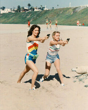 Charlie's Angels Jaclyn Smith Cheryl Ladd draw guns on beach 8x10 photo