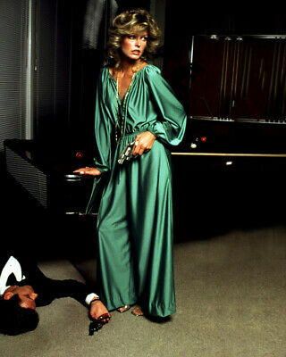 Charlie's Angels F Fawcett Green Jumpsuit Holding Gun Over Man Down ...