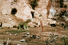 When Dinosaurs Ruled the Earth Victoria Vetri & baby dinosaur 8x12 inch photo