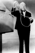 Alfred Hitchcock holds up noose 1960's pose 8x12 inch real photo
