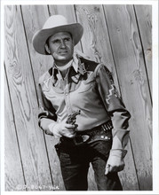 Gene Autry legendary western star ready for action holding gun 8x12 photo