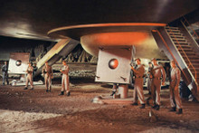 Forbidden Planet cult movie flying saucer spaceship guarded by men 8x12 photo