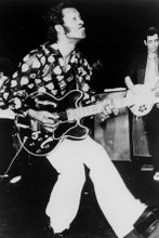 Chuck Berry iconic on stage with guitar doing "walk" 8x12 inch real photo