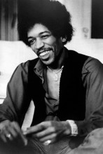 Jimi Hendrix smiling seated press photo late 1960's 8x12 inch real photo