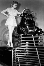 Forbidden Planet Anne Francis poses with Robby the Robot 8x12 inch real photo