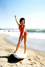 Annette Funicello full length on surfboard on beach 8x12 inch real photo