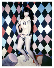 Bettie Page sexy in bra top & stockings full length pose colorful 5x7 inch photo