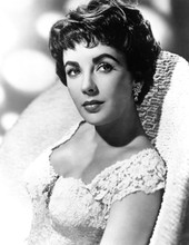 Elizabeth Taylor 1950's studio portrait with shorter hair in white dress 5x7