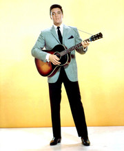 Elvis Presley full length pose in grey jacket holding guitar 5x7 photo