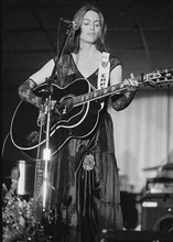 Emmylou Harris 1970's Grand Ole Opry on stage playing guitar 5x7 inch photo