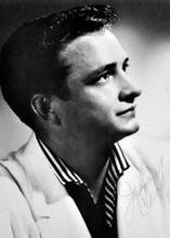 Johnny Cash 1955 studio portrait wearing white jacket 5x7 inch photo