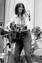 Emmylou Harris on stage smiling and playing guitar 4x6 inch real photograph