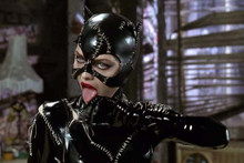 Michelle Pfeiffer sexy pose as Catwoman in leather with tongue out 4x6 photo