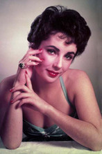 Elizabeth Taylor 1950's glamour pose in green dress with short hair 4x6 photo