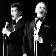 Dean Martin Frank Sinatra in tuxedos singning together on stage 12x12 inch photo