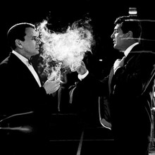 Frank Sinatra Dean Martin in tuxedos smoking cigarettes 12x12 inch photograph