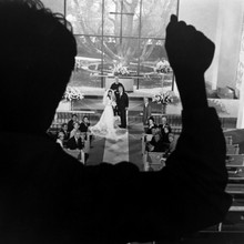 The Graduate Dustin Hoffman knocks on window as Elaine gets married 12x12 photo