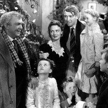 It's a Wonderful Life final scene James Stewart & family by tree 12x12 photo