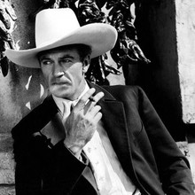 Gary Cooper iconic pose smoking cigar in western wear and hat 12x12 inch photo