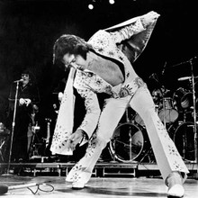 Elvis Presley classic 1970's in concert in open jump suit on stage 12x12 photo