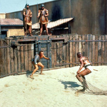 Spartacus Kirk Douglas battles with Woody Strode in gladiator arena 12x12 photo