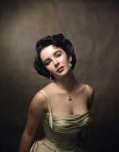 Elizabeth Taylor beautiful 1950's studio portrait in low cut dress 12x18 poster