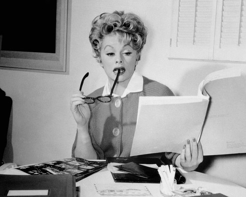 Lucille Ball rare 1960's in her dressing room reading script 12x18 ...