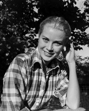 Grace Kelly smiling outdoor pose in check shirt 12x18  Poster