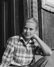 Grace Kelly 1950's on movie set wearing check shirt 12x18  Poster