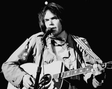 Neil Young 1970's playing guitar in concert 12x18  Poster
