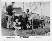 I A Woman original 1966 8x10 photograph Essy Persson leans against Fiat 500 car