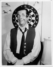 Milton Berle stands in front of dart board smiling 1970's 8x10 photo