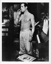 Paul Newman hunky 8x10 bare chested photo smoking cigarette printed 1970's