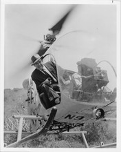 Highway Patrol TV series 1970's 8x10 photo Broderick Crawford exits helicopter