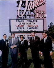 Sinatra Martin Davis Jnr Lawford Bishop rare color 8x10 outside Sands Las Vegas