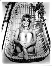 Sharon Tate vintage 8x10 photograph smiling seated in 1960's hanging chair