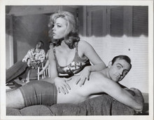 Goldfinger original 8x10 photo Sean Connery gets massage from Margaret Nolan