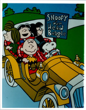 Snoopy and the Peanuts gang in car with Snoopy driving vintage 1970's 8x10 photo