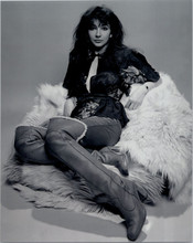 Kate Bush 8x10 publicity photo reclining back on fur rug