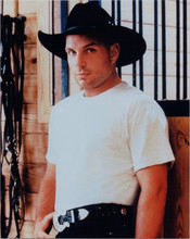 Garth Brooks young 1980's portrait in white t-shirt and stetson 8x10 photo